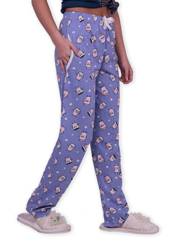 Женский низ пижамы с принтом |фиолетовый - Thumbnail