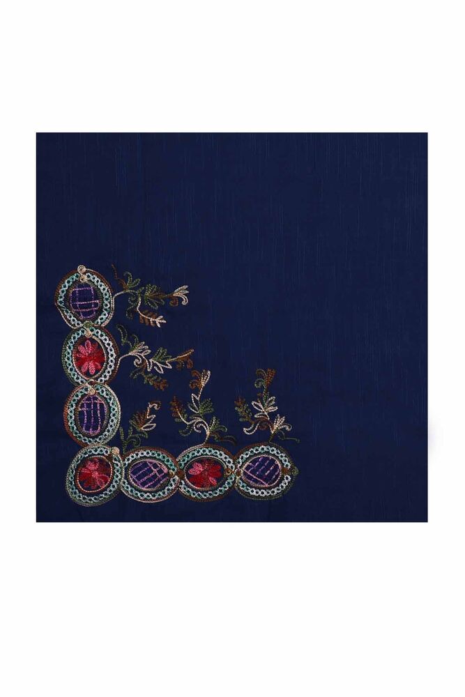 Хлопковый платок Tac Mahal с вышивкой 100см /синий 