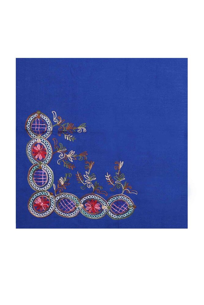Хлопковый платок Tac Mahal с вышивкой 100см 002/синий-сакс 