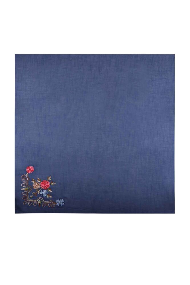 Хлопковый платок Tac Mahal с вышивкой 100см 002/синий 