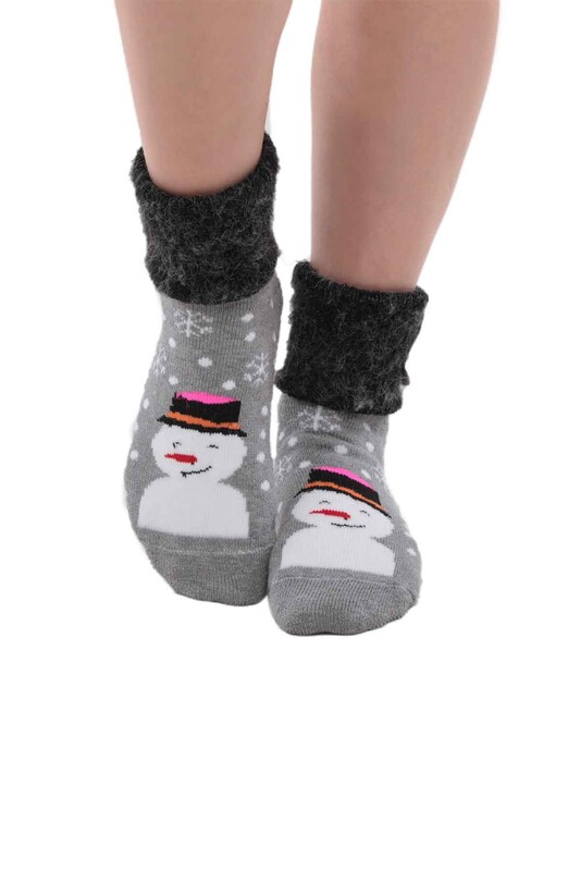 Носки с принтом снеговика/серый - Thumbnail