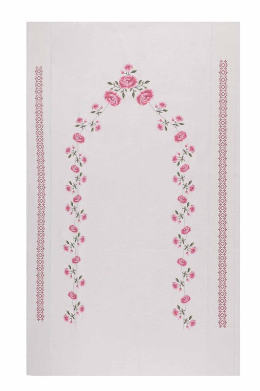 Льняной ажурный молитвенный коврик для вышивания 502|розовый - Thumbnail