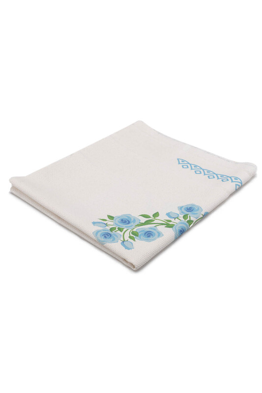 Льняной ажурный молитвенный коврик для вышивания 503|голубой - Thumbnail