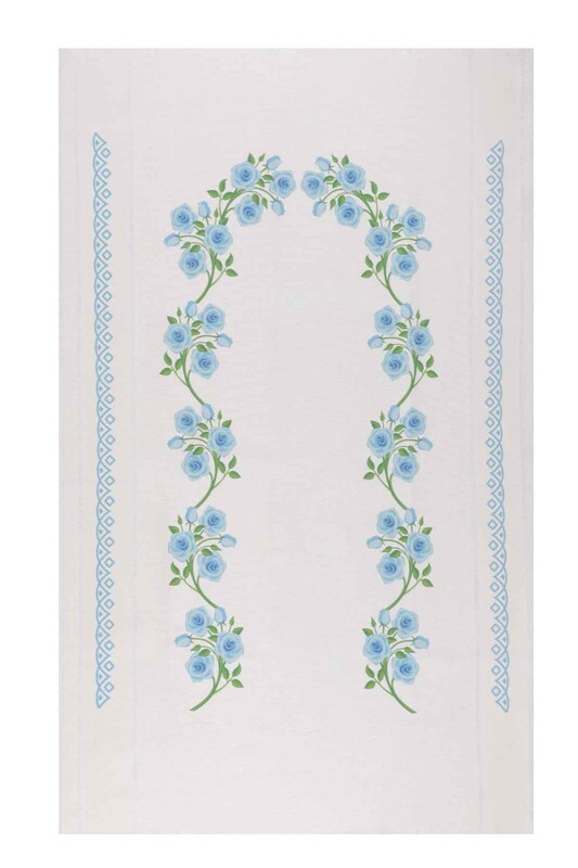 Льняной ажурный молитвенный коврик для вышивания 503|голубой - Thumbnail