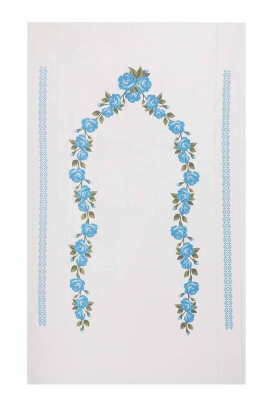 SİMİSSO - Льняной ажурный молитвенный коврик для вышивания 504|голубой