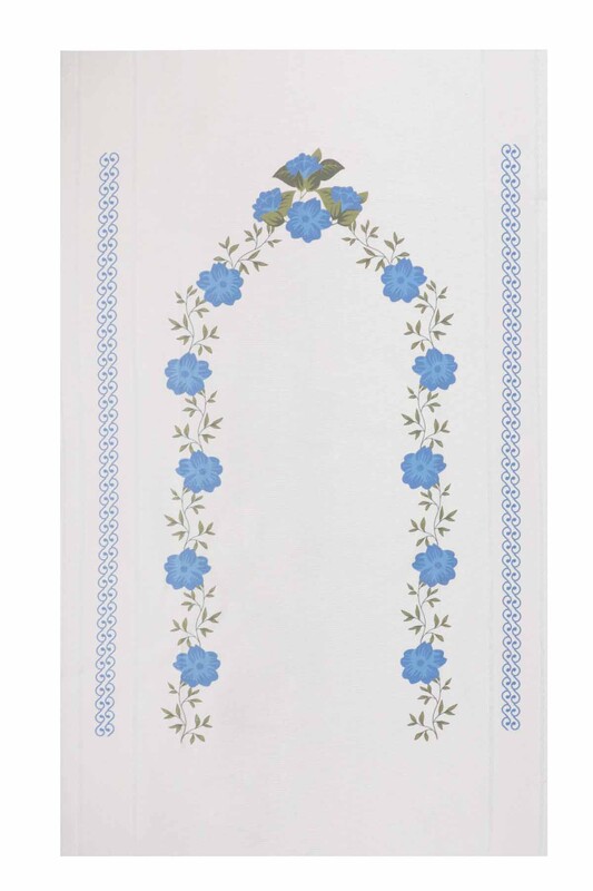SİMİSSO - Льняной ажурный молитвенный коврик для вышивания 505|голубой