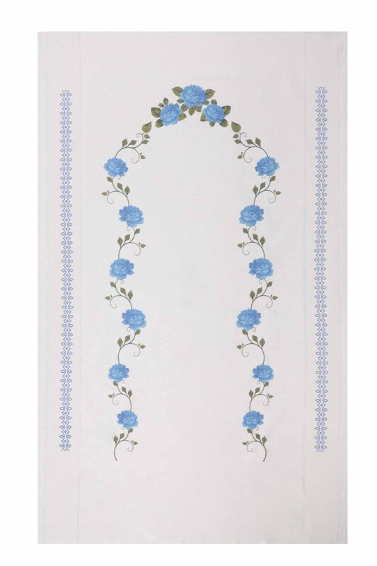 SİMİSSO - Льняной ажурный молитвенный коврик для вышивания 506|голубой