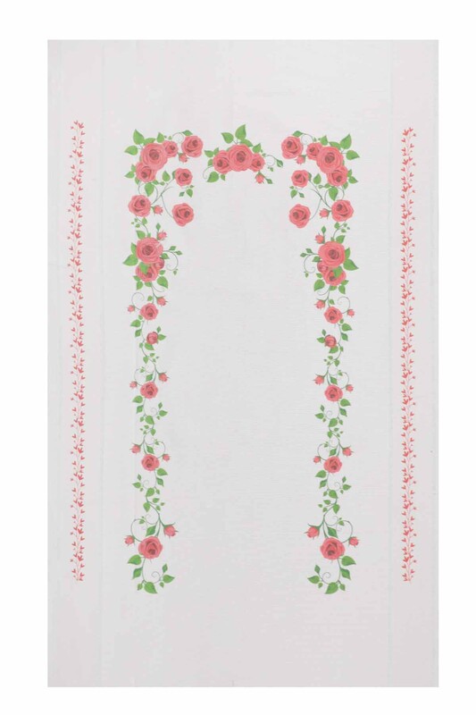 SİMİSSO - Льняной ажурный молитвенный коврик для вышивания 508|красный