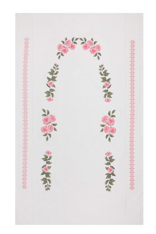SİMİSSO - Льняной ажурный молитвенный коврик для вышивания 509|розовый