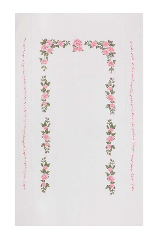 SİMİSSO - Льняной ажурный молитвенный коврик для вышивания 510|розовый