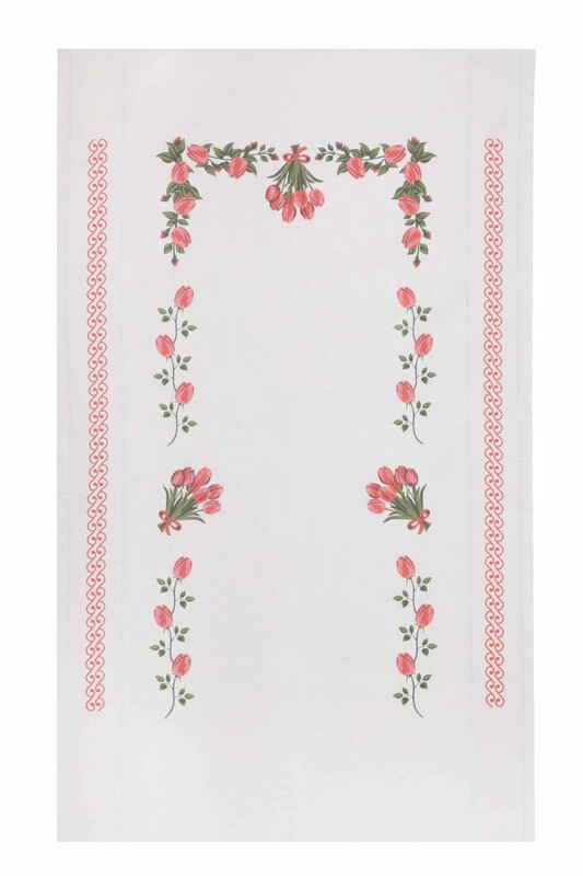 SİMİSSO - Льняной ажурный молитвенный коврик для вышивания 511| красный