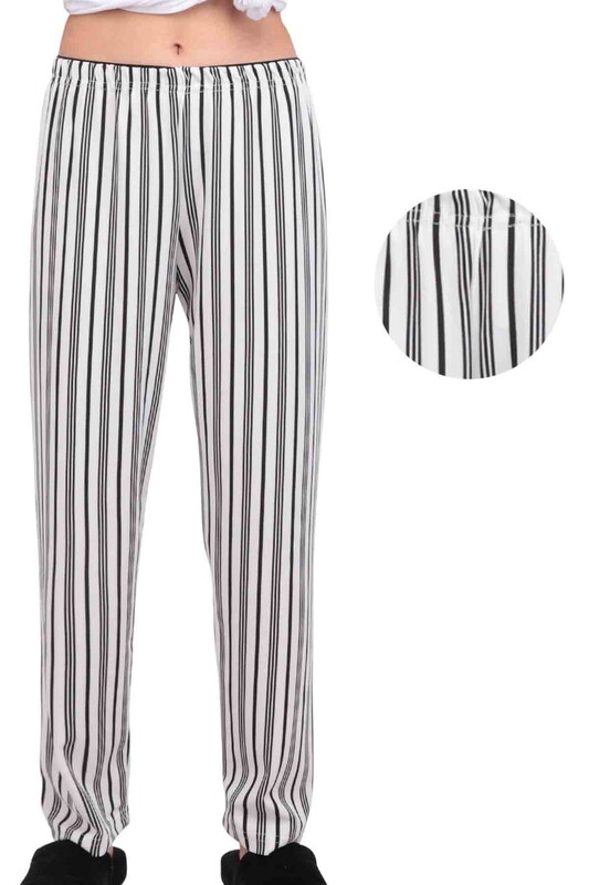 Пижамные штаны в полоску/белый - Thumbnail