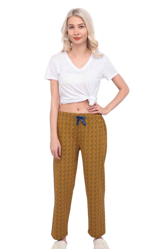 Пижамные штаны с принтом 9988 /желтый - Thumbnail