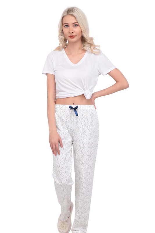 Пижамные штаны с принтом/белый -1 - Thumbnail