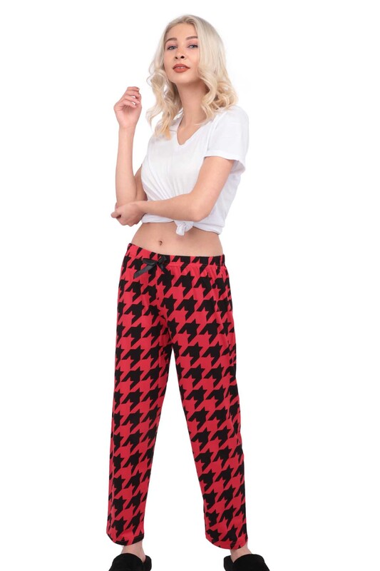 Пижамные штаны с геометрическими фигурами/красный - Thumbnail