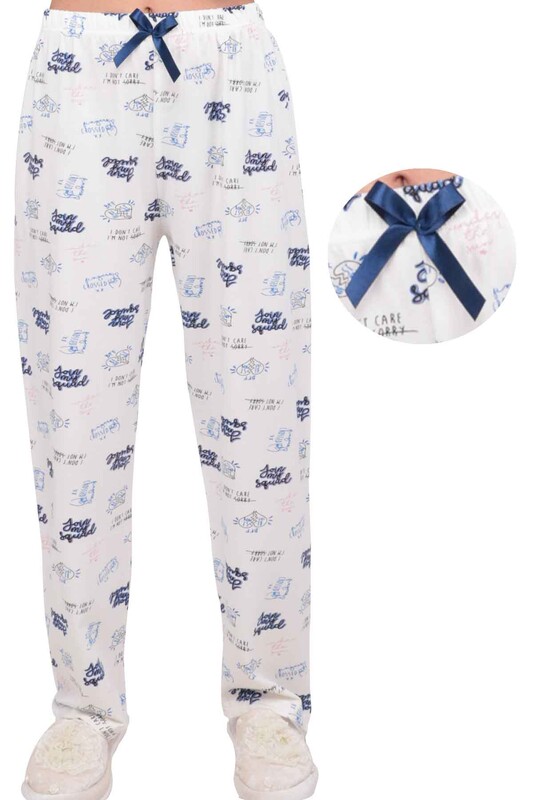 Пижамные штаны с надписью/белый - Thumbnail