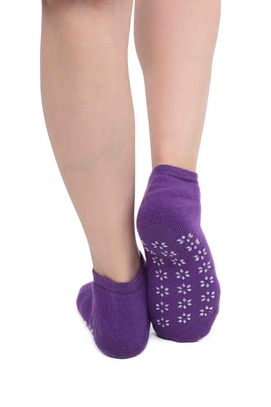 SİMİSSO - Kar Tanesi Desenli Kadın Termal Havlu Patik Çorap 3060 | Mor