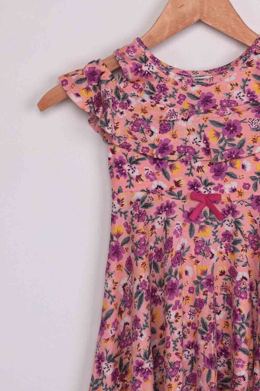 Платье с открытыми плечами в цветочек/розовый - Thumbnail