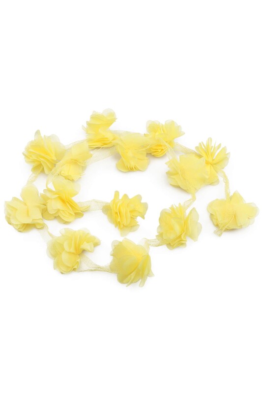 SİMİSSO - Lazer Kesim Şerit Çiçek Neon Sarı 1m