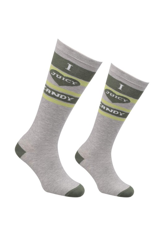 SİMİSSO - Yazılı Dizaltı Kadın Çorabı 983 | Yeşil