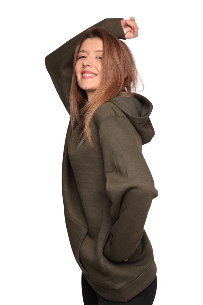Kapşonlu 3 İplik Sweatshirt 0153 | Haki