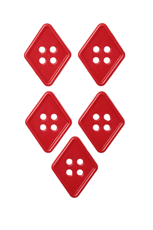 SİMİSSO - Geometrik Şekilli Düğme Model 8 5 adet | Kırmızı
