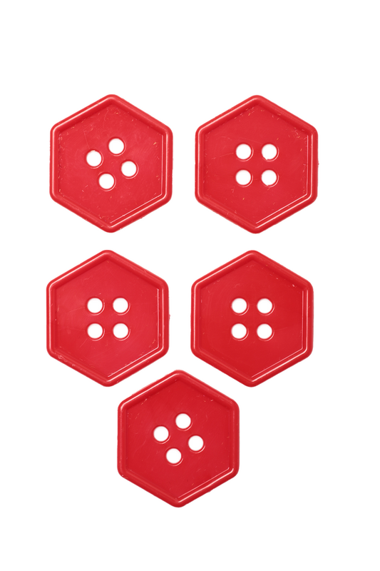 SİMİSSO - Geometrik Şekilli Düğme Model 11 5 adet | Kırmızı