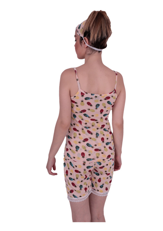 Комплект пижамы SNC с лямками и гипюровой отделкой 6041/бежевый - Thumbnail