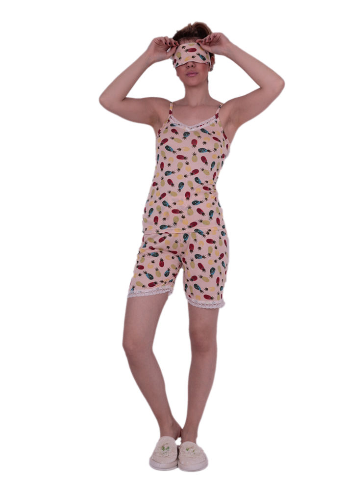 Комплект пижамы SNC с лямками и гипюровой отделкой 6041/бежевый 