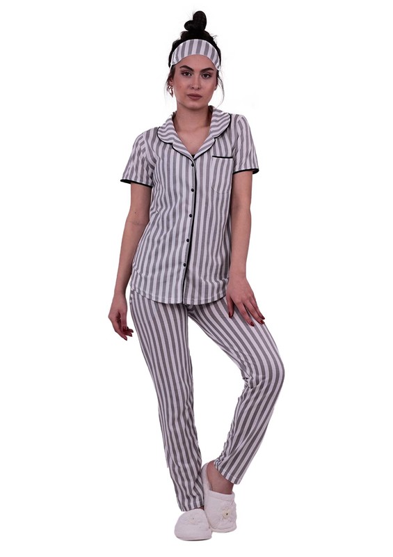 Пижамный комплект SNC в полоску 8002/серый - Thumbnail