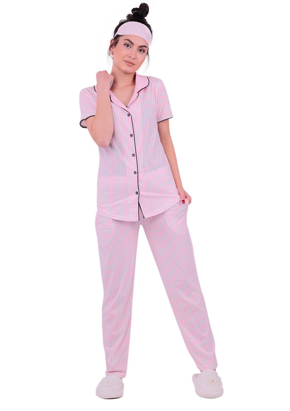 Пижамный комплект SNC в полоску/розовый - Thumbnail
