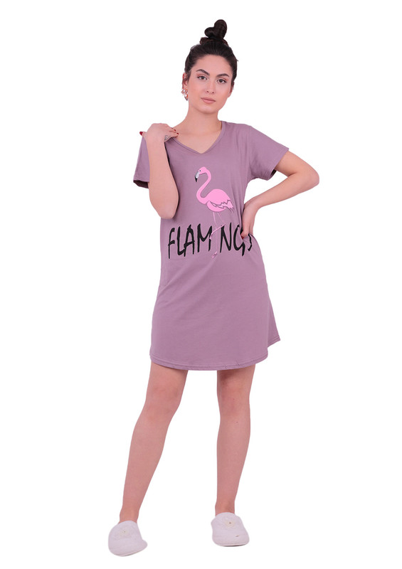 Сорочка SNC с фламинго, короткими рукавами 8041/визон - Thumbnail