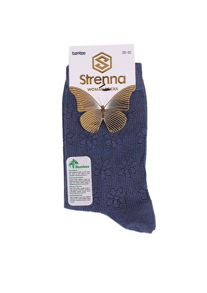 Бамбуковые носки STRENNA в цветочек 405/индиго