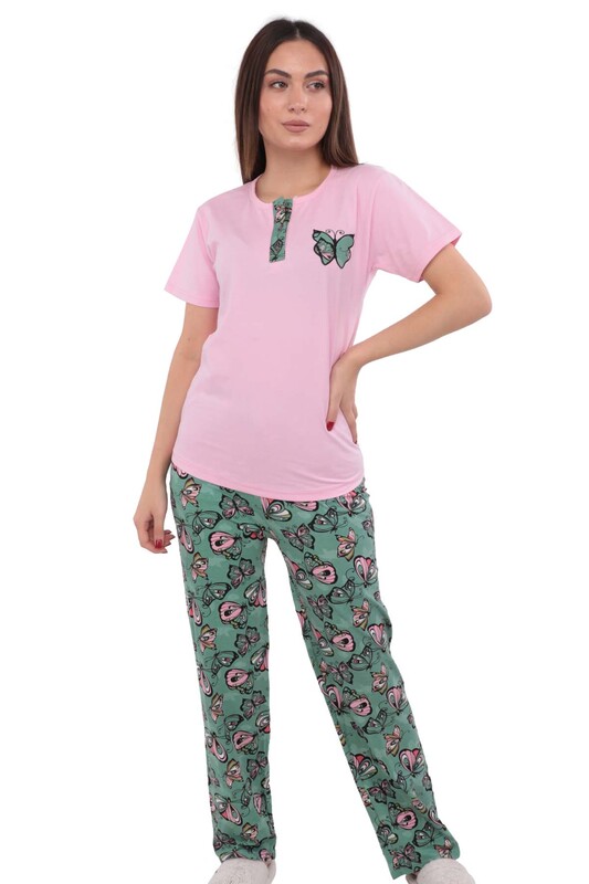 Комплект пижамы SUDE с короткими рукавами 2094/розовый - Thumbnail