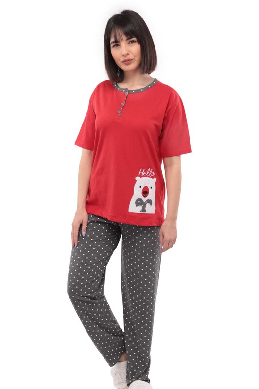 Пижама с принтом 1016/красный - Thumbnail