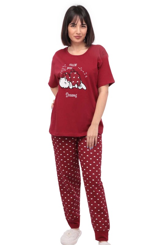 SUDE - Пижама для больших размеров 1093/бордовый 