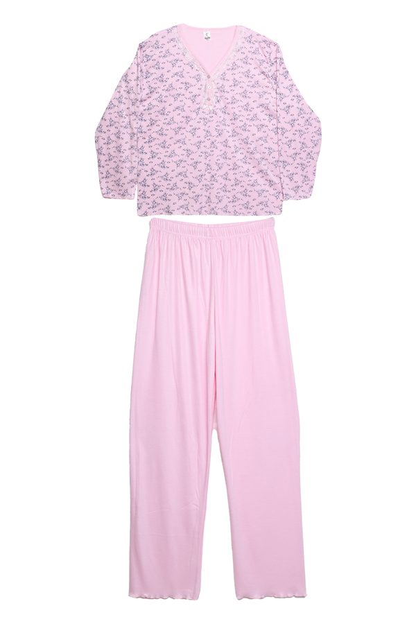 Güpür Detaylı Kadın Pijama Takımı P-5004 | Pembe