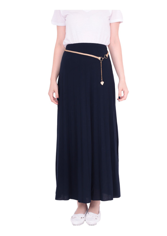 Прямая юбка с ремешком 478/синий - Thumbnail