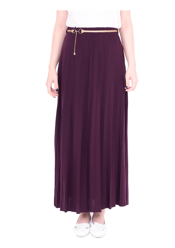 Прямая юбка с ремешком 478/пурпурный - Thumbnail