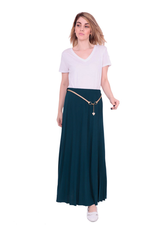 Прямая юбка с ремешком 478/зелёный - Thumbnail