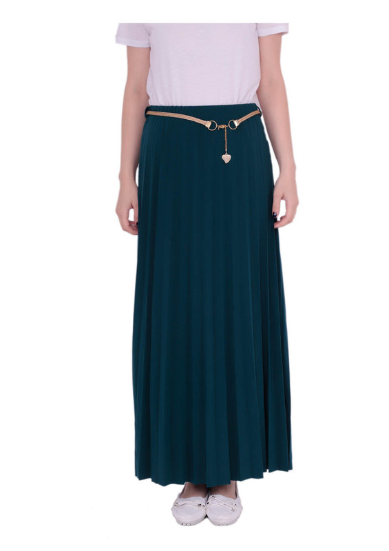 Прямая юбка с ремешком 478/зелёный - Thumbnail