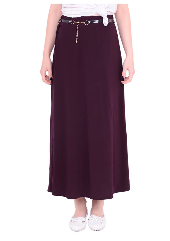 Прямая юбка с ремешком 479/пурпурный - Thumbnail