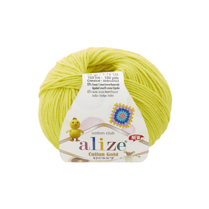 Alize - Пряжа Alize Cotton Gold Hobby New/Лимонный 668