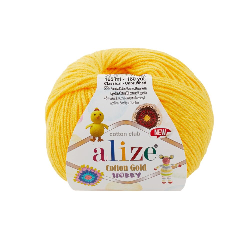 Пряжа Alize Cotton Gold Hobby New/Тёмно-жёлтый 216