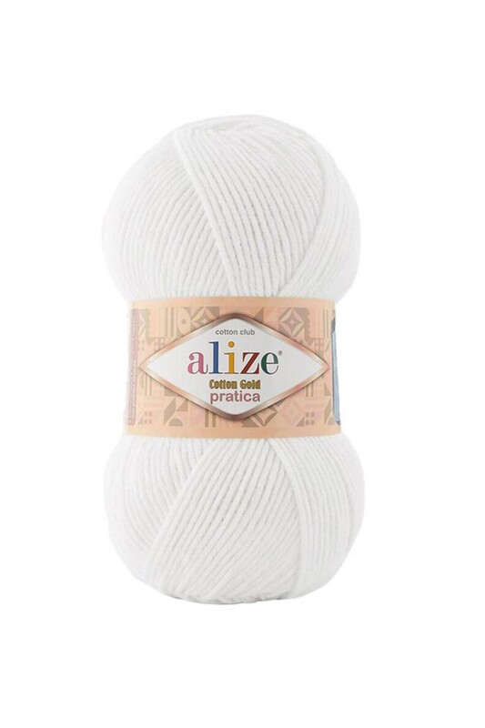 Alize - Alize Cotton Gold Pratica El Örgü İpi Beyaz 055