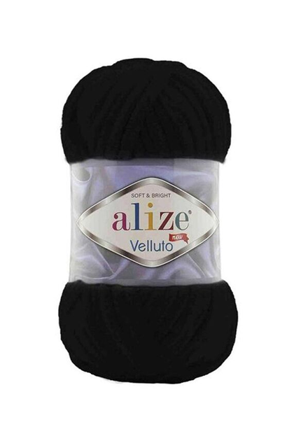 Alize Velluto El Örgü İpi 100 gr | Siyah 060