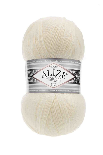 Alize - Alize Superlana Tığ El Örgü İpi Krem 001