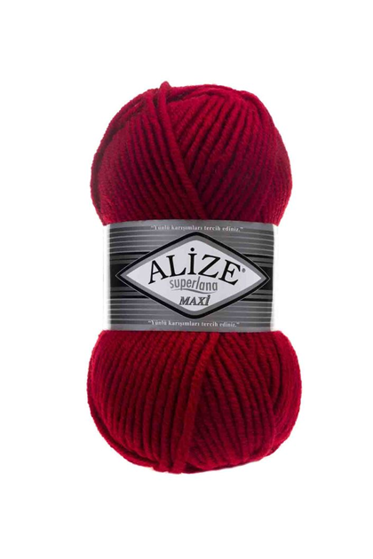 Alize - Alize Superlana Maxi El Örgü İpi Kırmızı 056