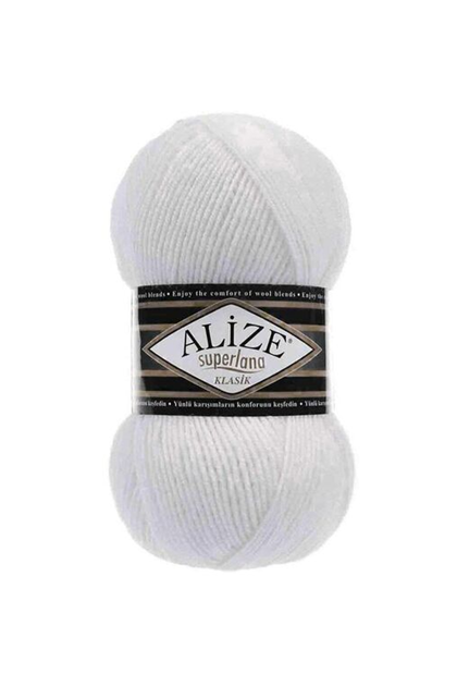 Alize - Alize Superlana Klasik El Örgü İpi Beyaz 055