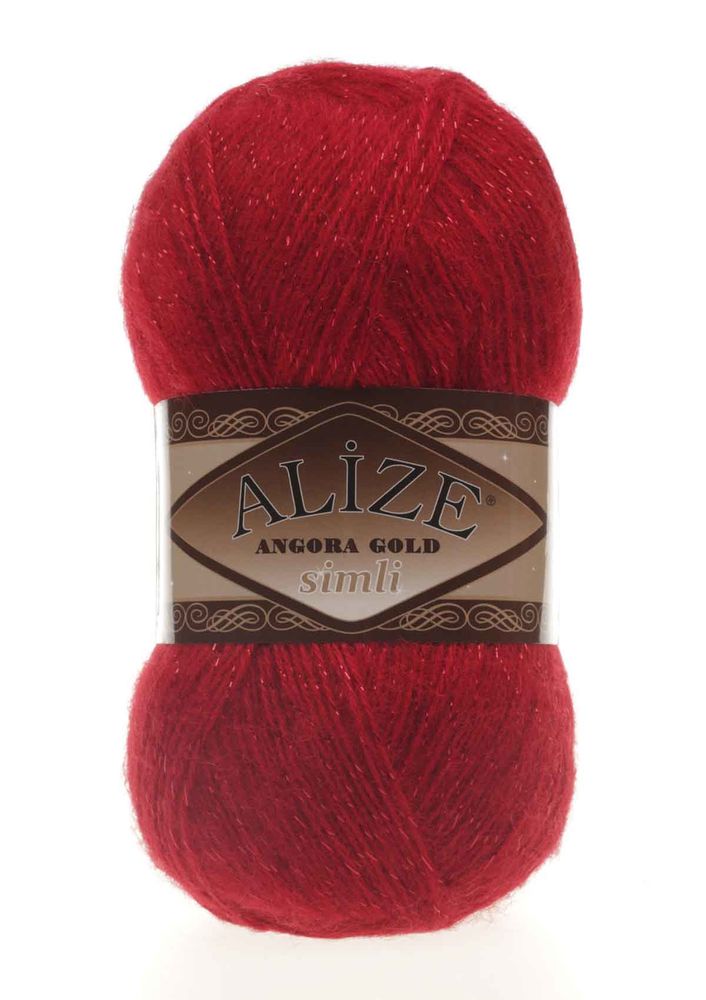 Alize Angora Gold Glittery Knitting Yarn Red 106
